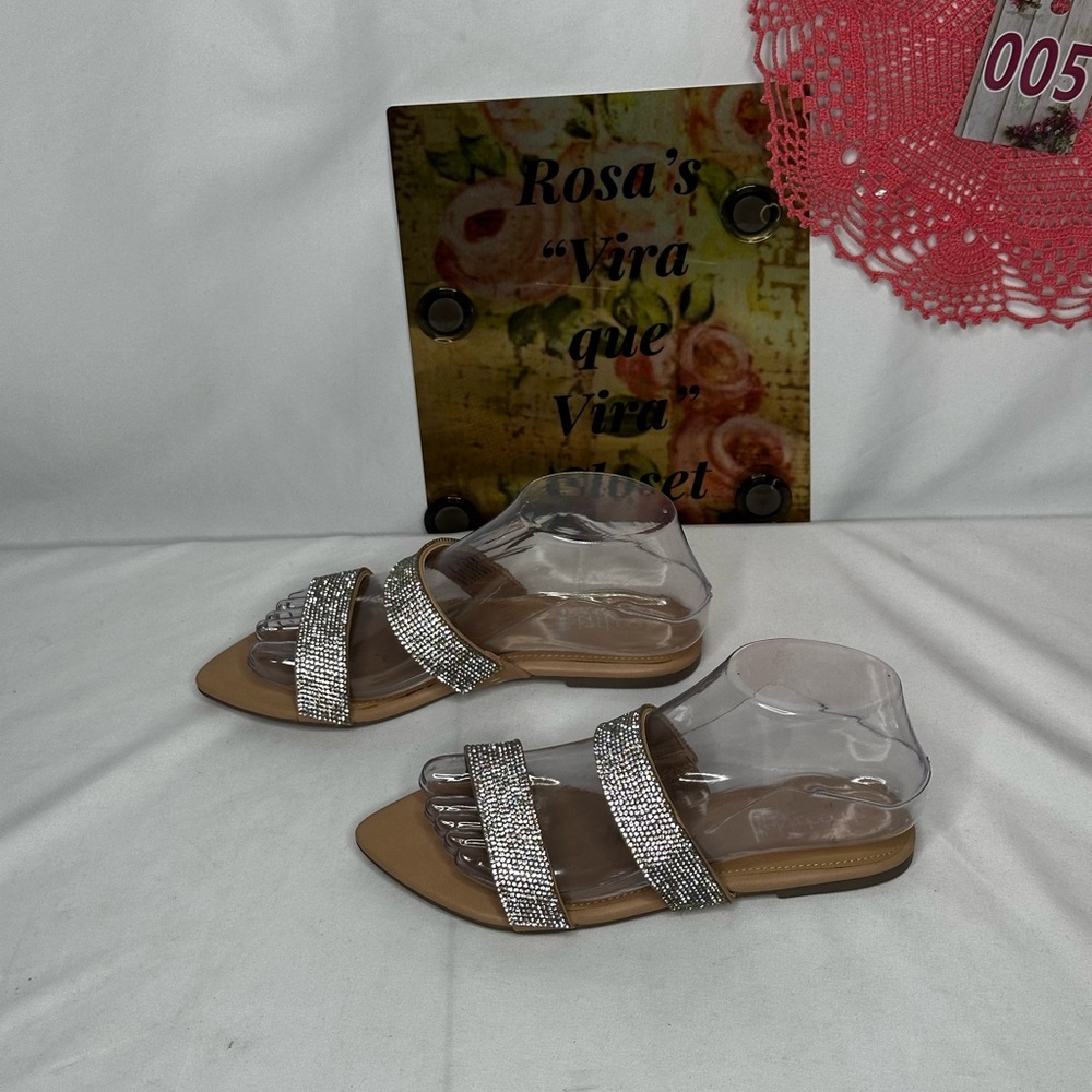 NW/OT ShoeDazzle Slide Sandals with Silver Crystal Straps Size 5.5 - Picture 3 of 10
